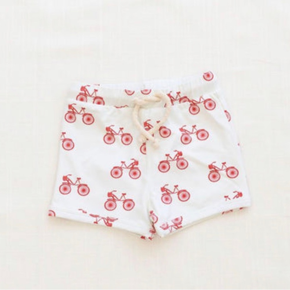 NWT Fin & Vince Retro Swim Trunks Bike Print 6-12 mos